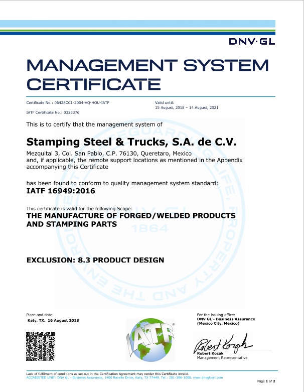 Certificación IATF 16949-2016